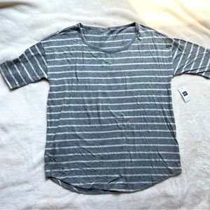 GAP Women’s Striped Gray and Silver T-shirt, Medium